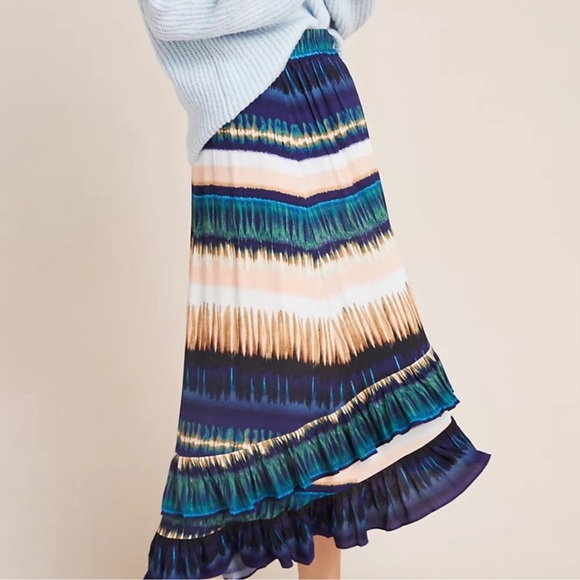 Anthropologie Abstract Tie-Dye Ruffled Skirt - Picture 2 of 4